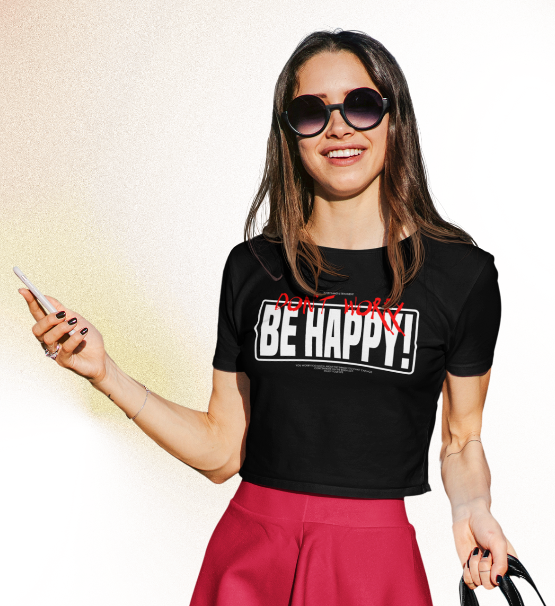 DON’T WORRY, BE HAPPY!  - Damen Organic Crop Top