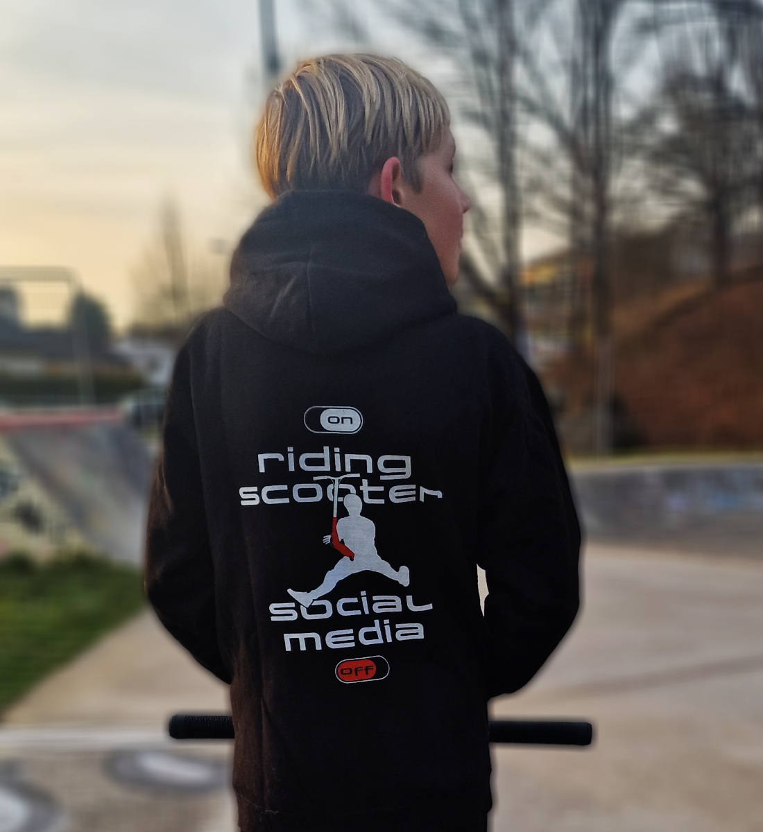 Riding Scooter On | Social Media Off  - Kinder Hoodie